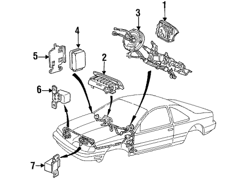 1997 Ford Thunderbird Front Sensor, Driver Side Diagram for F5SZ-14B005-A