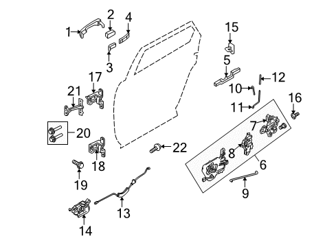 2009 Ford Taurus X Rear Door - Lock & Hardware Diagram