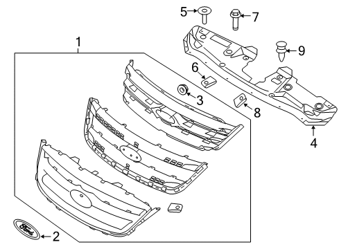 2015 Ford Taurus Grille & Components Diagram
