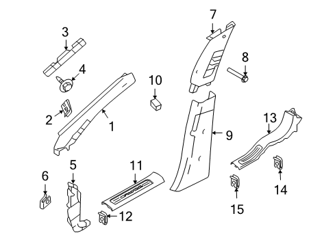 2015 Ford Taurus Interior Trim - Pillars, Rocker & Floor Diagram