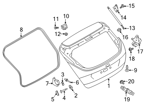 2016 Ford Focus Lift Gate - Lid & Components Diagram 2 - Thumbnail