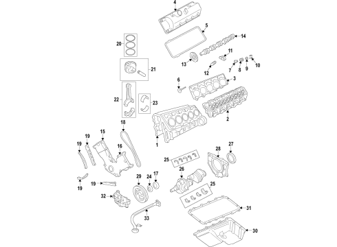 2017 Ford E-350 Super Duty Engine Parts, Mounts, Cylinder Head & Valves, Camshaft & Timing, Variable Valve Timing, Oil Cooler, Oil Pan, Oil Pump, Adapter Housing, Balance Shafts, Crankshaft & Bearings, Pistons, Rings & Bearings Diagram