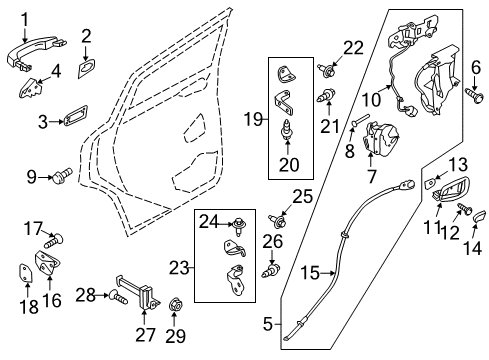 2017 Ford C-Max Rear Door - Lock & Hardware Diagram