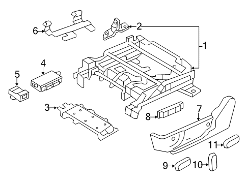 2012 Lincoln MKZ Track Assembly Bracket, Front Driver Side Diagram for 6E5Z-54610D08-A