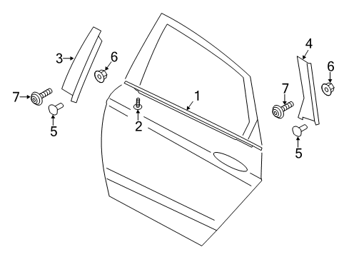2014 Ford Fusion Exterior Trim - Rear Door Diagram