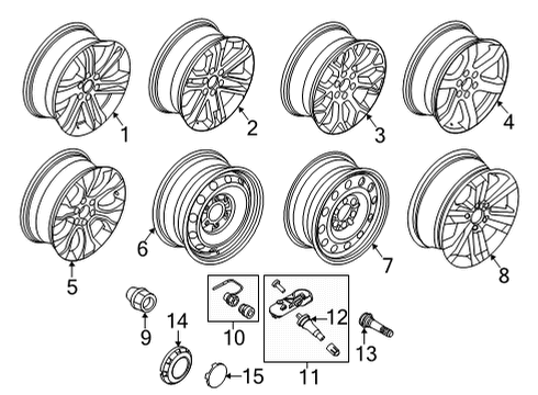 2021 Ford F-150 Wheel Lock Kit Diagram for EK4Z-1A043-A
