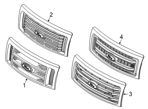 2013 Ford F-150 Grille & Components Diagram