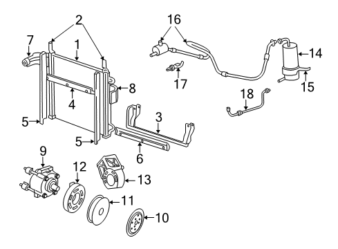 2002 Ford Ranger A/C Condenser, Compressor & Lines Diagram