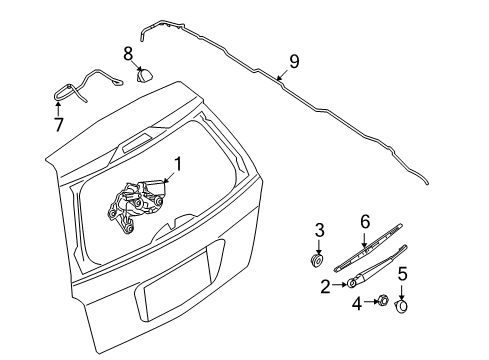 2009 Ford Taurus X Lift Gate - Wiper & Washer Components Diagram