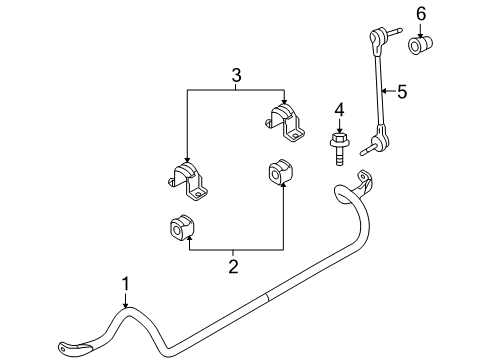 2014 Lincoln MKS Stabilizer Bar & Components - Front Diagram