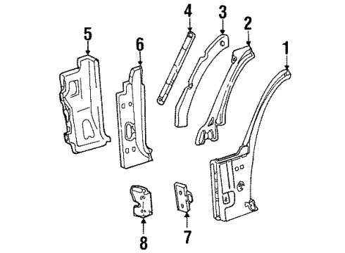 1999 Lincoln Town Car Hinge Reinforcement, Passenger Side Diagram for F8AZ-54204A06-AA