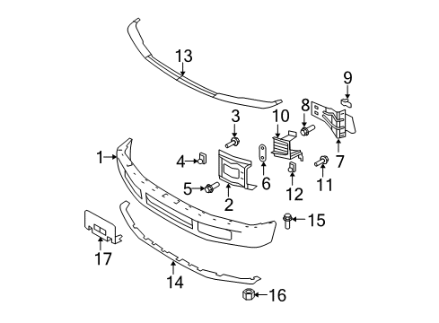 2009 Ford F-250 Super Duty Front Bumper Diagram