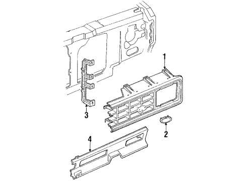 1986 Ford Bronco II Grille & Components Diagram