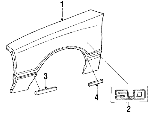 1984 Ford Mustang Fender & Components Diagram 1 - Thumbnail