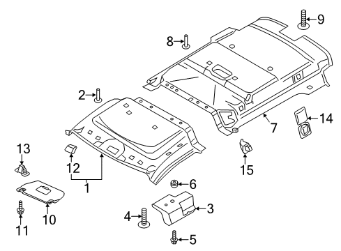2018 Ford Transit Connect Sunvisor, Driver Side Diagram for DT1Z-6104105-JA