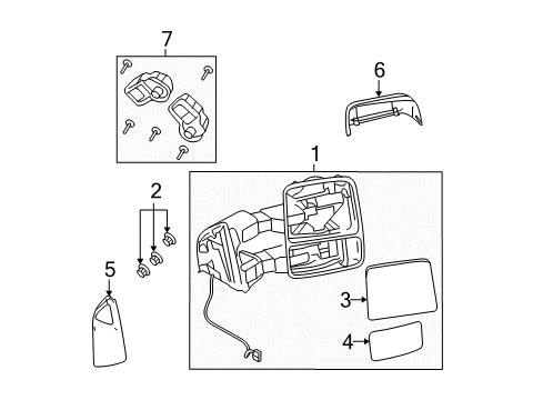 2009 Ford F-250 Super Duty Outside Mirrors Diagram