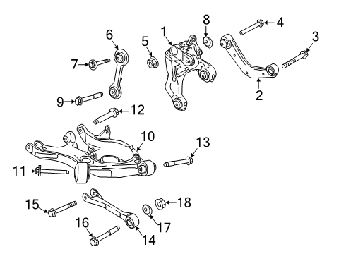 2021 Lincoln Nautilus Rear Suspension Components, Lower Control Arm, Upper Control Arm, Stabilizer Bar Diagram