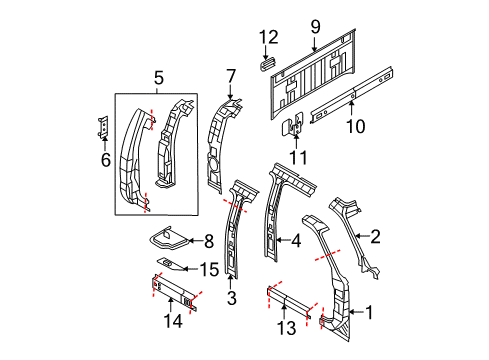 2009 Ford F-250 Super Duty Back Panel, Hinge Pillar, Rocker Panel Diagram