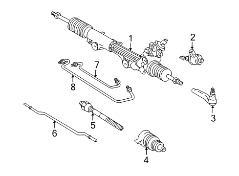 2002 Lincoln LS Steering Gear Diagram for XW4Z-3504-JBRM