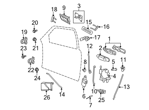 2006 Ford Crown Victoria Front Door - Lock & Hardware Diagram