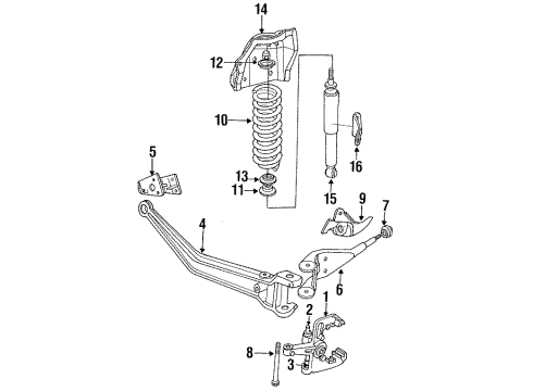1989 Ford Ranger Front Suspension Components, Stabilizer Bar Diagram