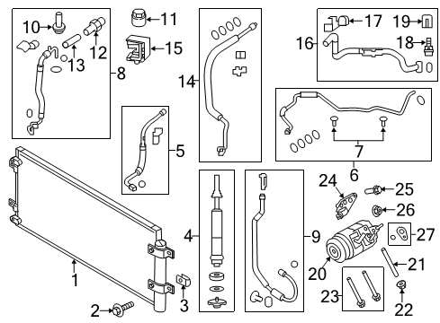 2013 Ford Edge A/C Condenser, Compressor & Lines Diagram
