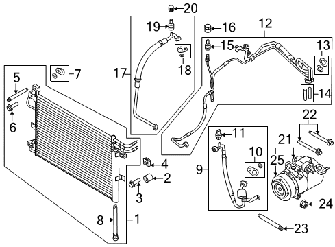 2011 Ford Explorer A/C Condenser, Compressor & Lines Diagram
