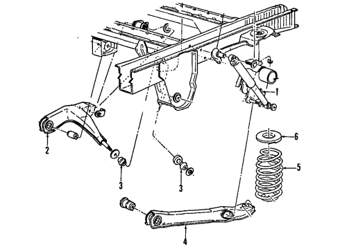 1989 Ford Aerostar Rear Suspension Components, Axle Housing, Lower Control Arm, Upper Control Arm Diagram