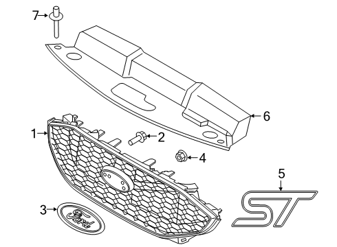 2022 Ford Edge Grille & Components Diagram