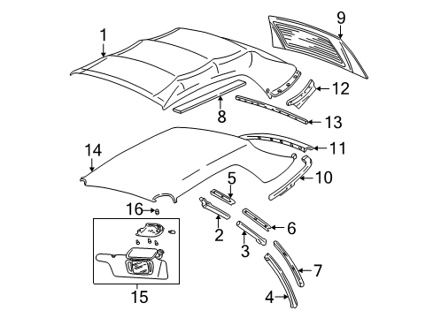 1999 Ford Mustang Belt Molding Retainer Diagram for F4ZZ-63517C58-A