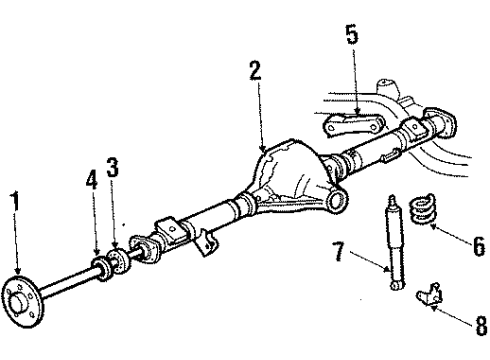 1988 Mercury Cougar Rear Suspension Components, Axle Housing, Upper Control Arm, Stabilizer Bar Diagram