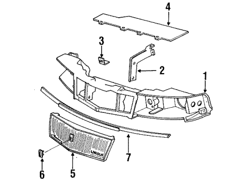 1992 Lincoln Continental Grille Diagram for F1OY8200A