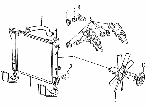 2000 Mercury Mountaineer Cooling System, Radiator, Water Pump, Cooling Fan Diagram