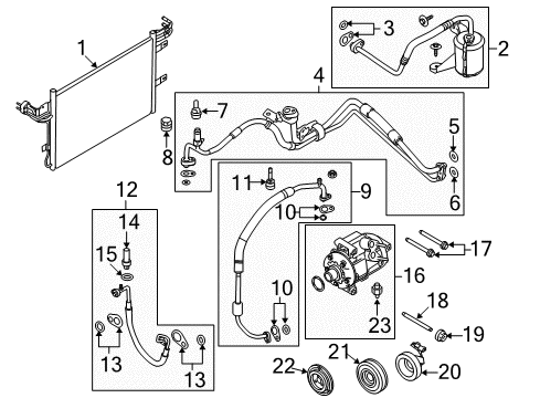 2010 Lincoln MKS A/C Condenser, Compressor & Lines Diagram