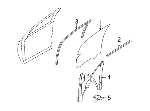 2009 Lincoln MKX Front Door - Glass & Hardware Diagram