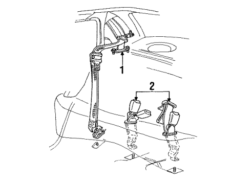 1996 Mercury Grand Marquis Buckle End, Passenger Side Diagram for F5AZ5460044A