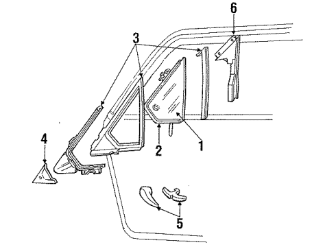 1986 Ford Escort Front Door Glass & Hardware Diagram