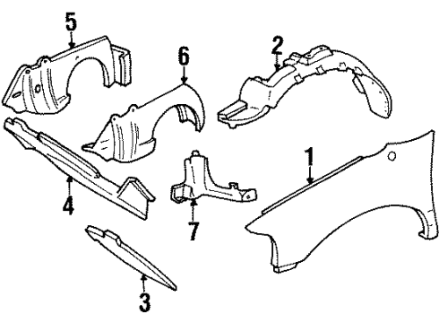 2001 Mercury Villager Fender Liner, Driver Side Diagram for 1F5Z-16103-AA
