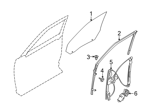 2010 Ford Flex Front Door - Glass & Hardware Diagram