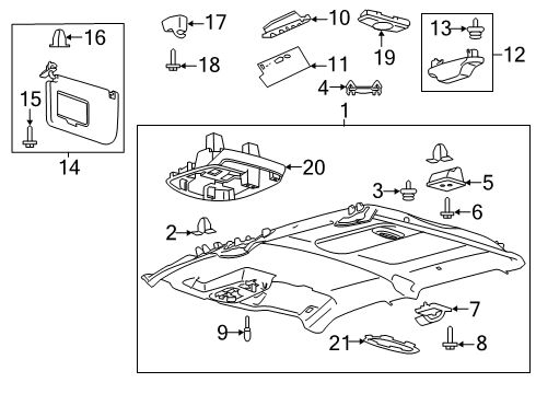 2018 Ford F-350 Super Duty Interior Trim - Cab Diagram