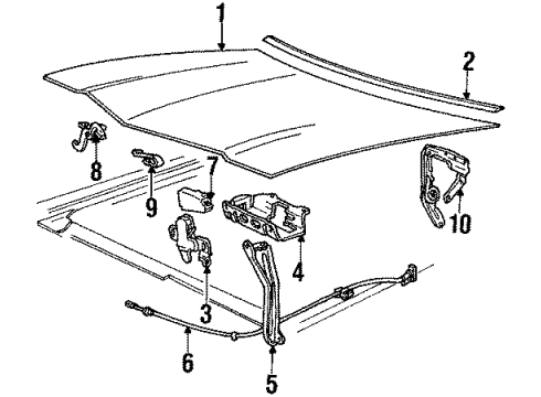 1985 Mercury Grand Marquis Hood & Components, Exterior Trim Diagram