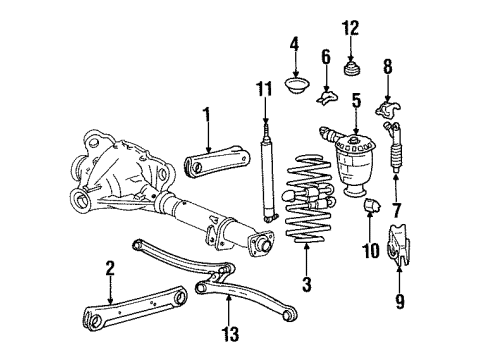 1998 Ford Crown Victoria Rear Suspension Components, Lower Control Arm, Upper Control Arm, Ride Control, Stabilizer Bar Diagram