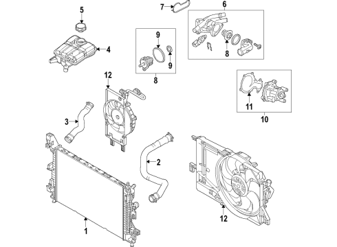 2018 Ford Focus Fan & Motor, Driver Side Diagram for CV6Z-8C607-T