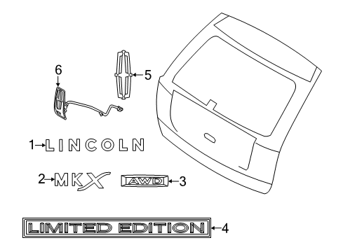 2012 Lincoln MKX Exterior Trim - Lift Gate Diagram