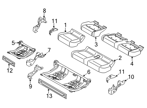 2018 Ford F-250 Super Duty Rear Seat Components Diagram