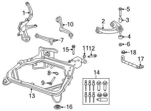 2008 Mercury Milan Front Suspension Components, Lower Control Arm, Upper Control Arm, Stabilizer Bar Diagram