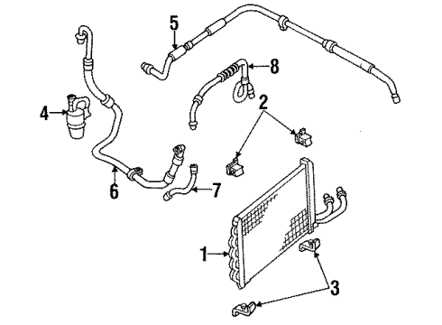 1994 Ford Tempo A/C Condenser, Compressor & Lines Diagram