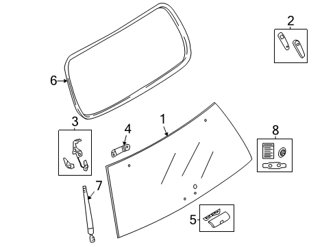 2010 Ford Explorer Glass & Hardware - Back Glass Diagram