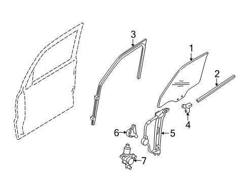 2006 Mercury Mariner Front Door - Glass & Hardware Diagram
