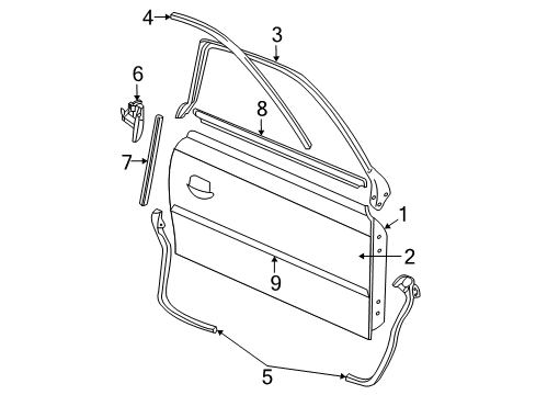 2006 Ford Mustang Door & Components, Exterior Trim, Body Diagram